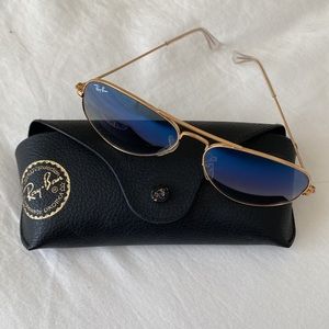 Ray-Ban Aviators w/ gold frame and blue tinted lenses